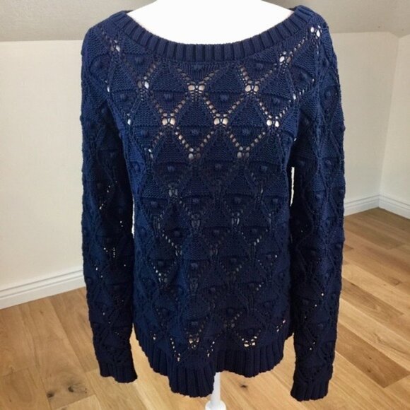 Tommy Hilfiger Bobble Knit Diamond Navy Sweater - Picture 1 of 7